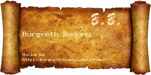 Burgreth Bodony névjegykártya